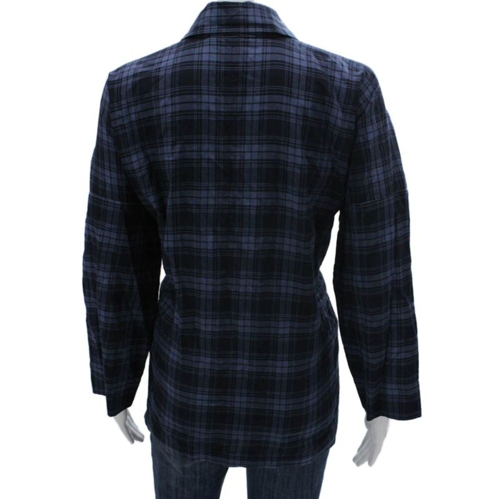 Vince Women Collared Shirt Blazer Long Sleeve Blue Polyamide Size L - Picture 3 of 10